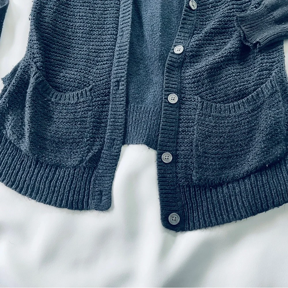 Gilly Hicks • Women's Black Button Front Sweater - Picture 3 of 7